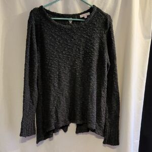 Women's Black Textured Crew Neck Sweater